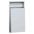 Bobrick Can Trash 1-Piece Tumbler Lock Hemmed Top Edges/Recessed w/ Key/Removable Waste Receptacle f/ 4" Wall Each - 3644