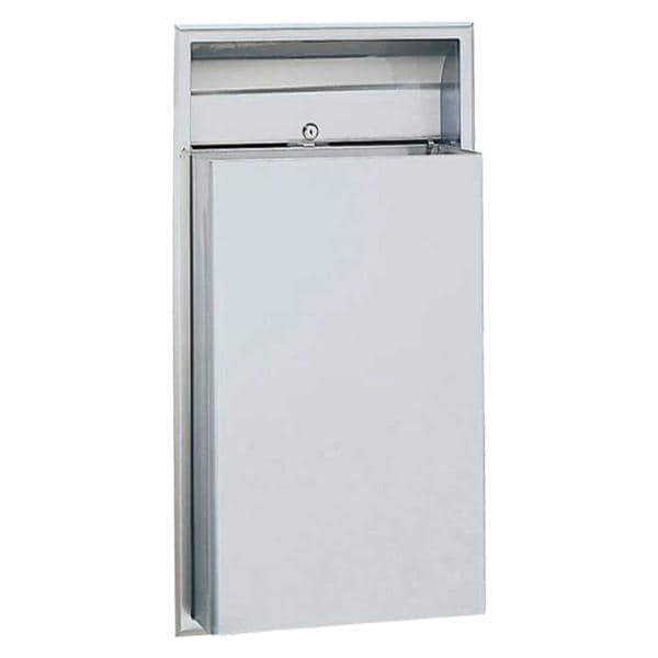 Bobrick Can Trash 1-Piece Tumbler Lock Hemmed Top Edges/Recessed w/ Key/Removable Waste Receptacle f/ 4" Wall Each - 3644