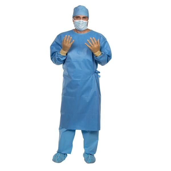 O & M Halyard  Spectrum Non Reinforced Surgical Gown AAMI Level 3 Medium Blue 32/Ca - 46864