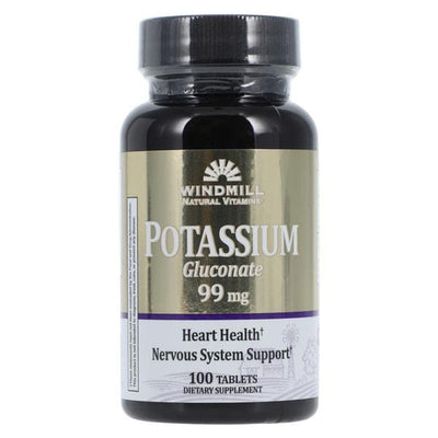 Windmill Health Products Potassium Gluconate Supplement Tablets 99mg 100/Bottle - 348