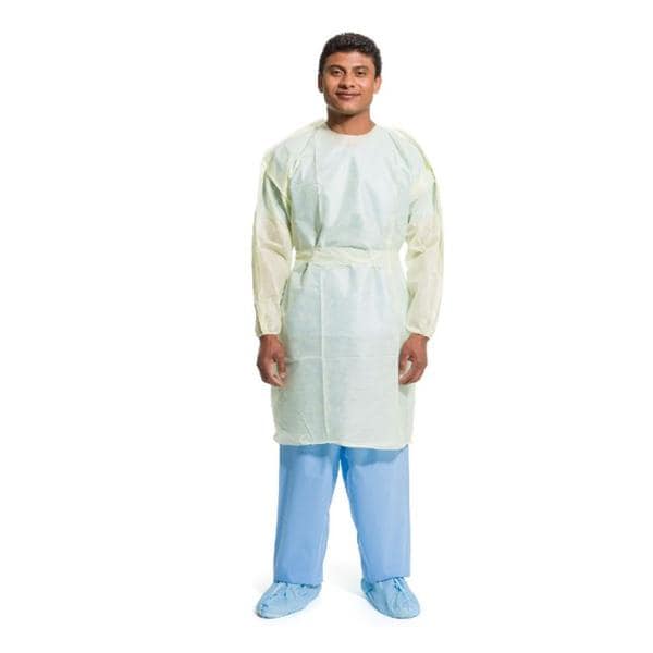 O & M Halyard Isolation Gown AAMI Level 2 Sft Ltwt Nn Irtng SMS Mtrl X-Large Yellow 100/Ca - 13961