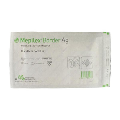 Molnlycke Healthcare Mepilex Border Ag Polyurethane Dressing 4x8", 7 BX/CA  — 395890