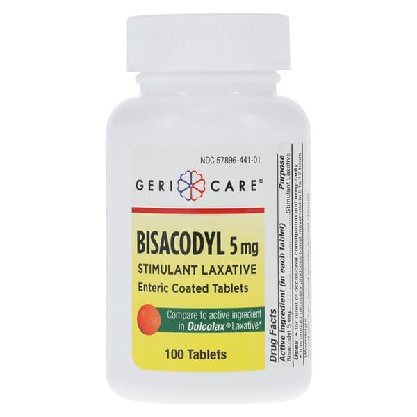 Geri-Care Pharmaceuticals Bisacodyl EC Laxative Tablets 5mg 100/Bottle - 441-01