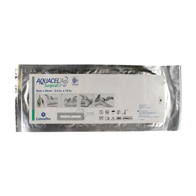 Convatec US Aquacel Ag Hydrocolloid Cover Dressing 3-1/2x12" Sterile Rectangle Adhesive Ylw  - 413554