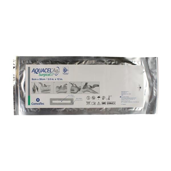 Convatec US Aquacel Ag Hydrocolloid Cover Dressing 3-1/2x12" Sterile Rectangle Adhesive Ylw  - 413554