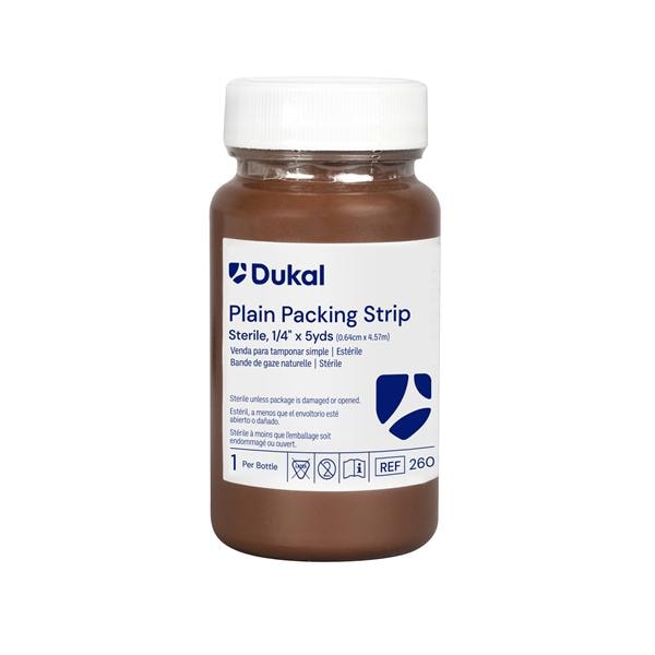 Dukal LLC Gauze Plain Packing Strip 1/4"x5yd Sterile Not Made With Natural Rubber Latex, 12 EA/CA - 260