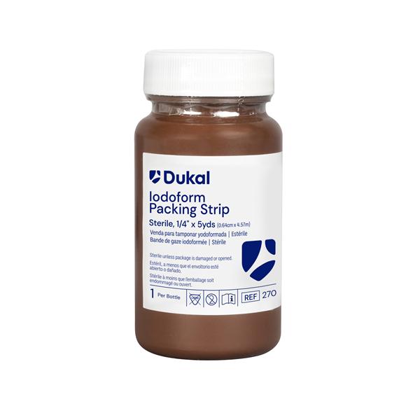 Dukal LLC Gauze Iodoform Packing Strip 1/4"x5yd Sterile Not Made With Natural Rubber Latex, 12 EA/CA - 270
