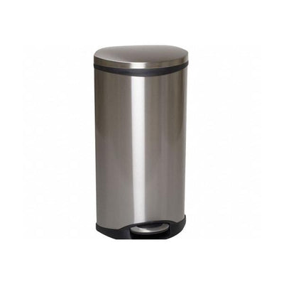 Grainger Can Trash Stainless Steel/Satin Finish Step-On Pedal Flat Lid Self-Closing Decorative Each - 6ZCL1