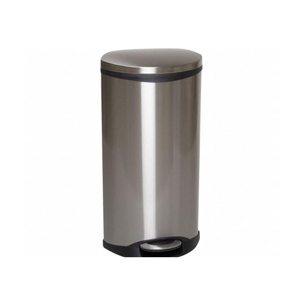 Grainger Can Trash Stainless Steel/Satin Finish Step-On Pedal Flat Lid Self-Closing Decorative Each - 6ZCL1