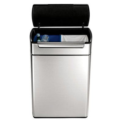 SimpleHuman LLC 12.7 Gallon Touch-Bar Dual Compartment Recycling Trash Can Brushed Stainless Steel Each - CW2018