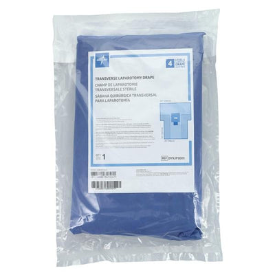 Medline Industries Inc 102x121x78" Sterile Transverse Laparotomy T-Drape 4x14" Fenestrated - DYNJP3005
