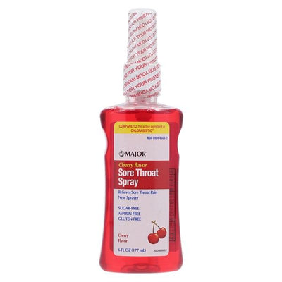 Major Pharmaceuticals Phenol Sore Throat Spray Sugar-Free Cherry 6oz/Bottle - 014433
