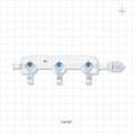 3-Gang Stopcock Manifold, 4 Female Luer Locks, Rotating Male Luer Lock - 800 psi - 13147