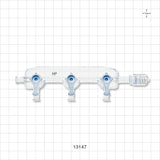 3-Gang Stopcock Manifold, 4 Female Luer Locks, Rotating Male Luer Lock - 800 psi - 13147