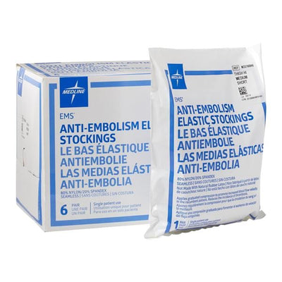 Medline Industries Inc -EMS Anti-Embolism Stocking Thigh High Open Toe Medium/Short Unisex 12-15" White MDS160840
