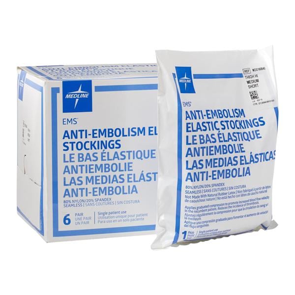 Medline Industries Inc -EMS Anti-Embolism Stocking Thigh High Open Toe Medium/Short Unisex 12-15" White MDS160840