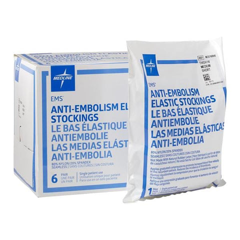 Medline Industries Inc -EMS Anti-Embolism Stocking Thigh High Open Toe Medium/Short Unisex 12-15" White MDS160840