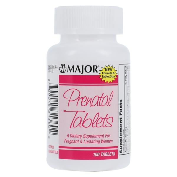 Major Pharmaceuticals Prenatal Vitamin Old Formula Tablets 100/Bottle - 700739