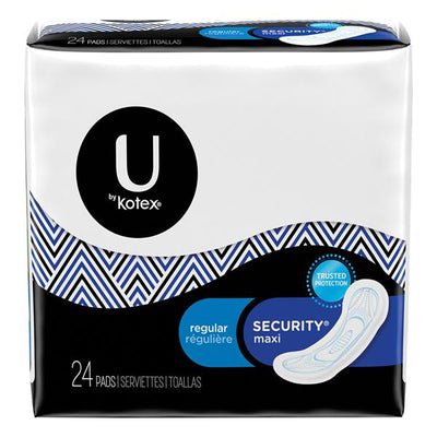 Kimberly Clark Professional U by Kotex Menstrual Pad Regular Maximum White Disposable Fragrance Free Latex-Free 24/Package, 6 PK/CA - 49061