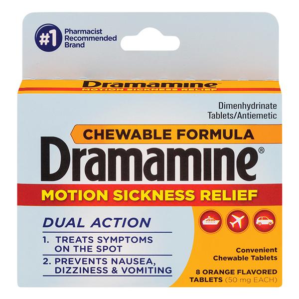 Medtech Products Dramamine Chewable Tablets 50mg Orange 8/Box, 24 BX/CA - 31248002009