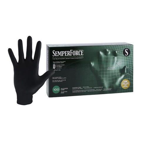 HARPS, Inc. -SemperForce Nitrile Exam Gloves Small Black Non-Sterile Not Chemo Approved, 10 BX/CA BKNF102
