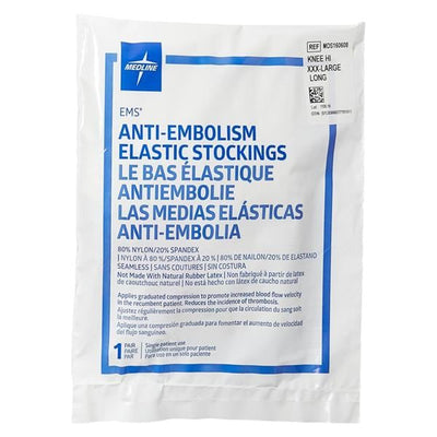 Medline Industries Inc -EMS Anti-Embolism Stocking Knee High 3XL/Long White MDS160608