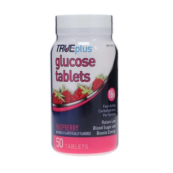 Trividia Health Inc. TruePlus Glucose Tablets Raspberry 50/Ct, 12 CR/CA - P1H01RS-50