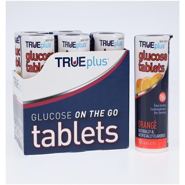 Trividia Health Inc. TruePlus Glucose Tablets Orange 10x6/Ctn, 12 CR/CA - P1H01RN-10