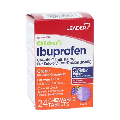Perrigo Pharmaceuticals Ibuprofen Chewable Tablets 100mg Junior Strength Grape 24/Box - 5312293