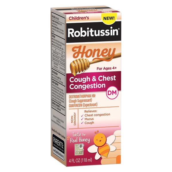 Haleon Company Robitussin Honey DM Children Cough/Congestion Liquid 10/100mg 4oz/Bottle, 24 BT/CA - 60000000208911