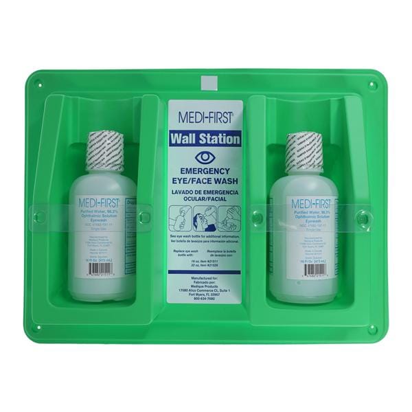 Medique Products First Aid Eye Wash Wall Station Eye Wash 2 Bottles 16oz Each - 19825