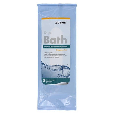 Stryker Sales Corporation Comfort Bath Wash Cloths Fragrance Free Disposable 8x8" 8/Package, 40 PK/CA - 7991