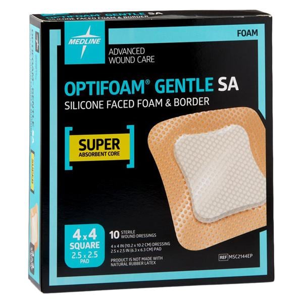 Medline Industries Inc Optifoam Gentle Silicone Foam Dressing 4x4"  - MSC2144EP