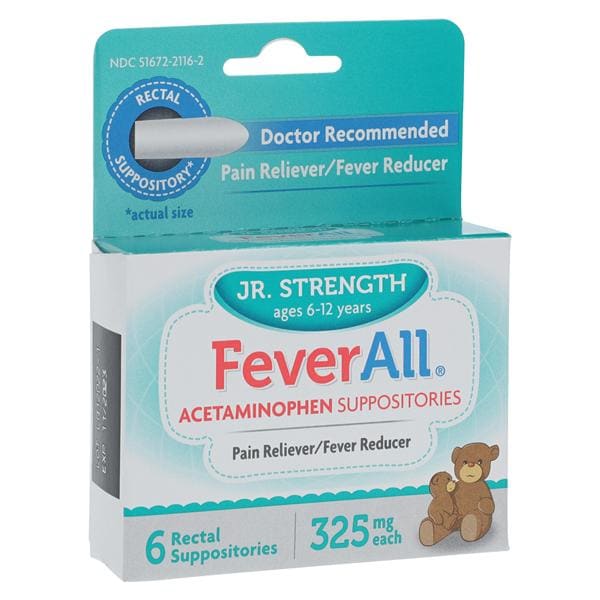 Taro Pharmaceutical Acetaminophen Junior Suppository 325mg 6/Box - 5013172