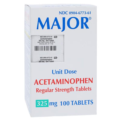 Major Pharmaceuticals Acetaminophen Tablets 325mg Unit Dose Blister Pack 100/Package - 700993