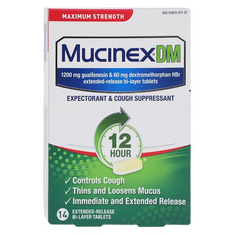 RB Health US LLC Mucinex DM Tablets 1200/60mg Maximum Strength 14/Package, 24 PK/CA — 63824-07214