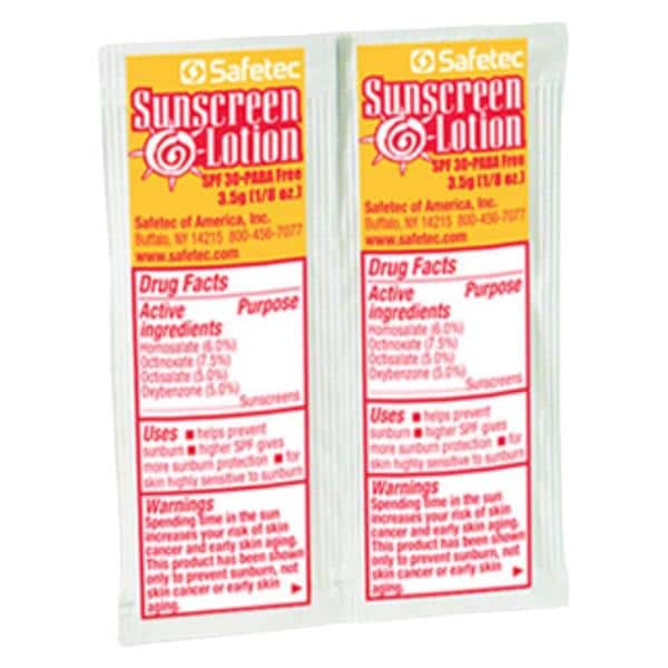 Safetec Of America Inc Lotion Sunscreen SPF 30 3.5gm Pouch Bulk 1000/Case - 53706