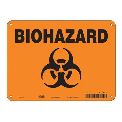 Grainger Sign Biohazard Condor Orange/Black 10x7" Plastic Each - 447V65