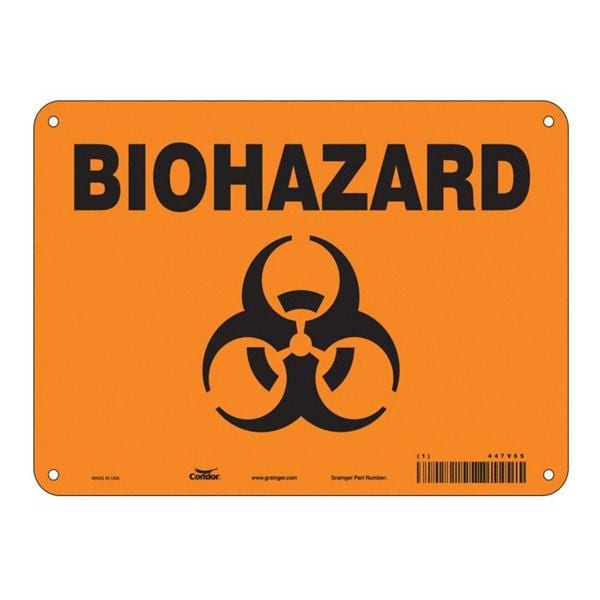 Grainger Sign Biohazard Condor Orange/Black 10x7" Plastic Each - 447V65
