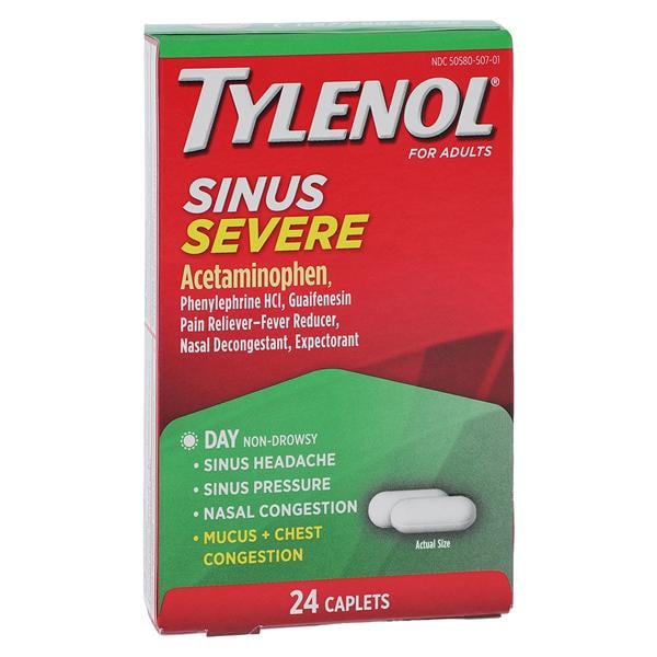Johnson & Johnson Consumer Tylenol Cold Severe Congestion Caplets 200/5/325mg 24/Box, 48 BX/CA - 300450261250