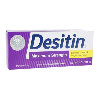 Johnson & Johnson Consumer Desitin Diaper Rash Paste Zinc Oxide Paraben Free Baby Disposable Unisex Max Strength 4oz/Each, 36 EA/CA - 074300000718