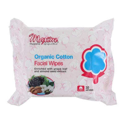 Maxim Hygiene Products Wipes Organic Cotton Facial 30/Package, 12 PK/CA - 1-313030-3