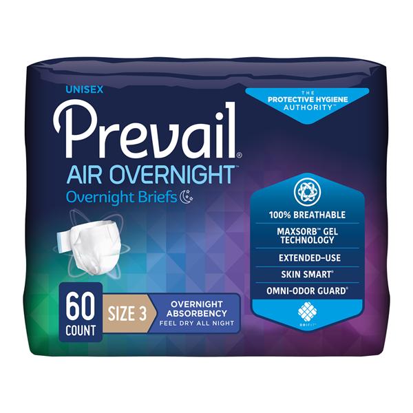 First Quality Products Prevail Air Incontinence Brief Unisex 58-70" Heavy Gray Odor Guard 60/Ca - NGX-014