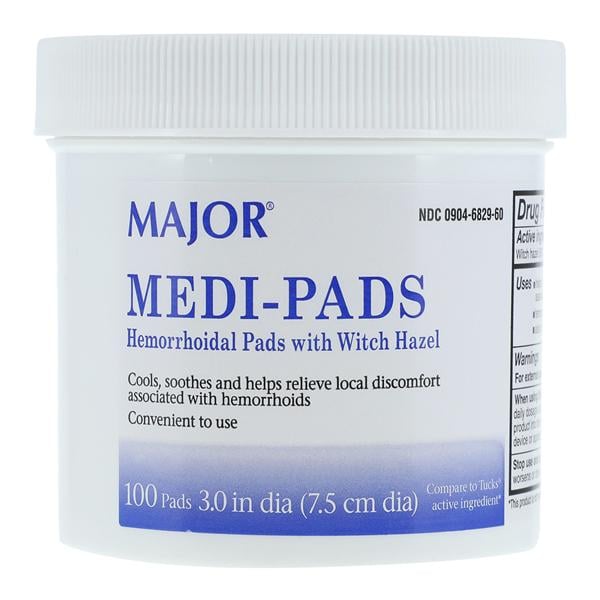 Major Pharmaceuticals Hemorrhoidal Pads 100/Box - 701019