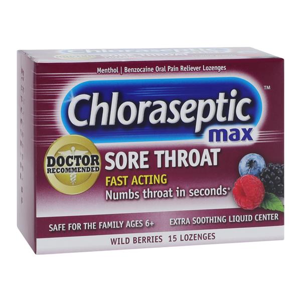 Medtech Products Chloraseptic Lozenges Max Strength Berry 15/Box, 36 BX/CA - 10678112017468D