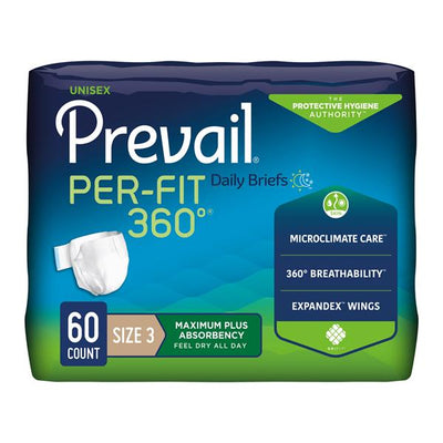 First Quality Products Prevail Per-Fit 360 Incontinence Brief Unisex 58-70" Hvy Beige Odor Guard 60/Ca - PFNG-014/1