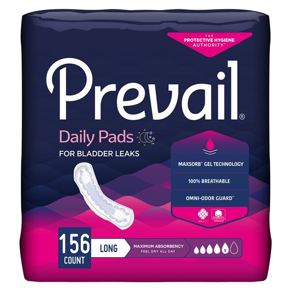 First Quality Products Prevail Bladder Control Pad Female 13" Heavy White Odor Guard 156/Ca - PV-915/1