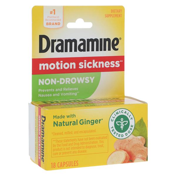 Medtech Products Dramamine Naturals Non-Drowsy Capsules Ginger 18/Box, 24 BX/CA - 10831248005376