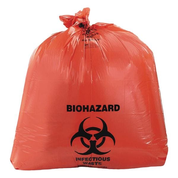 Heritage Bag Company -Can Liner 3mil 46x40" Red Low Density Plastic "Infectious Waste Basura Infecciosas Biohazard Danger-Peligro" Non-Sterile Disposable For Biohazard Waste Disposal 75/Case A8046ZR