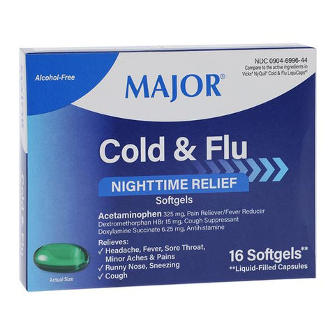 Major Pharmaceuticals Night Time Softgel Capsules 325/15/6.25mg Blister Pack 16/Box - 701185